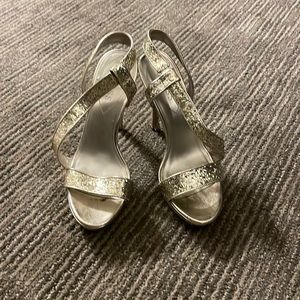 Gold sparkle heels